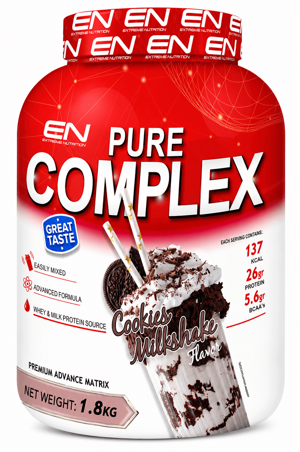 Extreme Nutrition - אבקת חלבון מילקשייק עוגיות